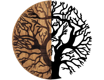 Décoration murale en métal et bois Arbre (Modèle 8)