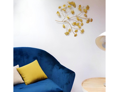 Décoration murale en métal doré Ginko