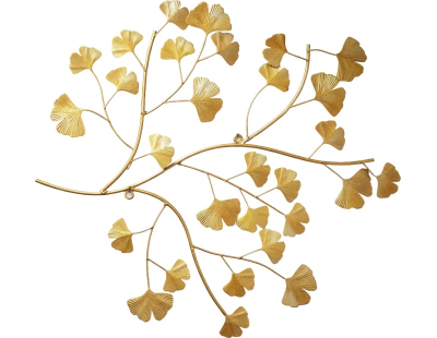 Décoration murale en métal doré Ginko