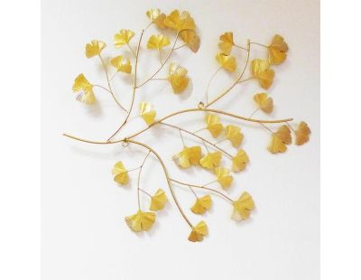 Décoration murale en métal doré Ginko