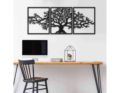 Décoration murale en métal en 3 parties Arbre