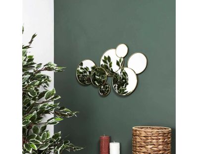 Décoration murale miroirs en métal doré (Rond)