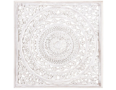 Décoration murale sculptée medium blanchi