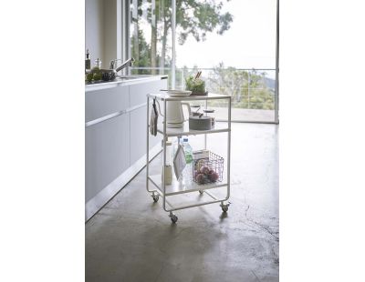 Desserte de cuisine en métal à roulettes Wagon (Blanc)