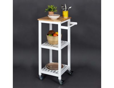 Desserte à roulettes en bois (Blanc)
