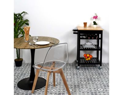 Desserte à roulettes en bois 40 x 61 x 84.5 cm (Noir)