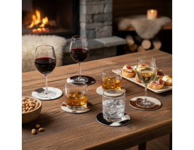 Dessous de verre en peau de vache (Lot de 6)