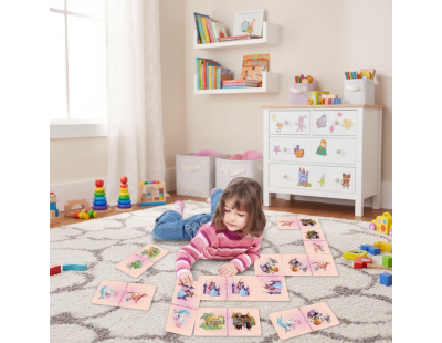 Dominos géants 28 pièces avec sac de rangement (Rose - Princesse)