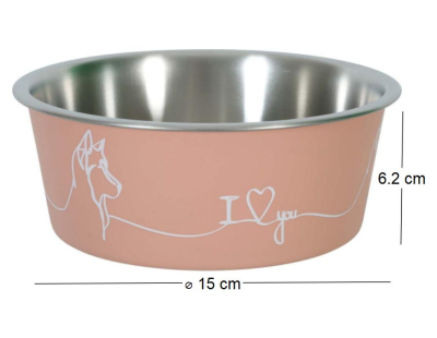 Ecuelle antidérapante rose pour chiens Love dog (750 ml)