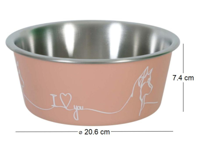 Ecuelle antidérapante rose pour chiens Love dog (1700 ml)