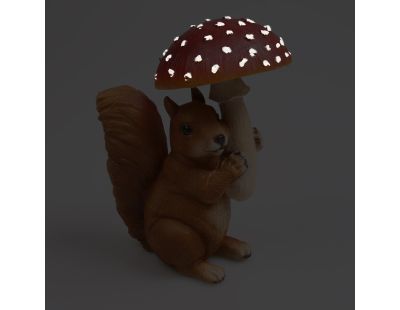 Ecureuil avec champignon en résine 15 x 11 x 21 cm