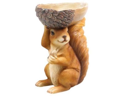 Ecureuil en résine avec bol sur la tête