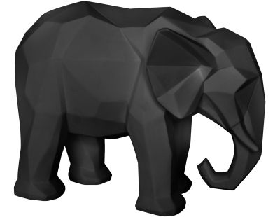 Eléphant en résine mat Origami (Noir)