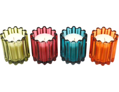 Ensemble de 4 bougies en verre coloré
