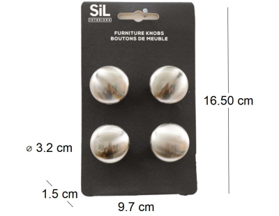 Ensemble de 4 boutons de meuble en alu (Argenté)