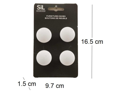 Ensemble de 4 boutons de meuble en alu (Blanc)