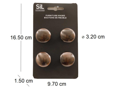 Ensemble de 4 boutons de meuble en alu (Bronze)