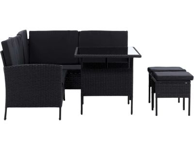 Ensemble canapé d'angle et table basse en résine tressée Knock