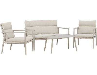 Ensemble canapé, fauteuils et table en acier Mazzaro (Beige)