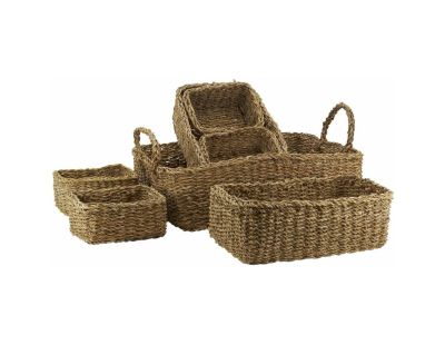 Ensemble de corbeilles de rangement en jonc (Lot de 7)