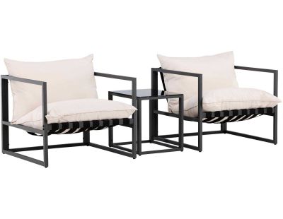 Ensemble fauteuils et table en acier Messina Lounge