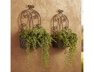 Ensemble jardinières murales en fer (Lot de 2)