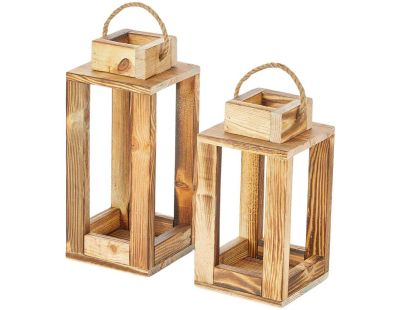 Ensemble de 2 lanternes en bois