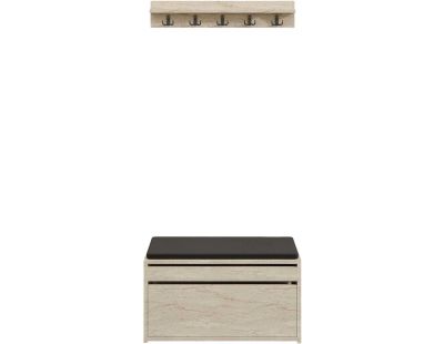 Ensemble meuble d'entrée et étagère avec patères Boby (Beige)