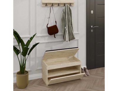 Ensemble meuble d'entrée et étagère avec patères Boby (Beige)