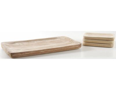 Ensemble de 4 plateaux assortis en paulownia