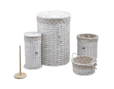 Ensemble rangement salle de bain en éclisse blanche (Lot de 5)