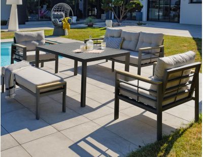 Ensemble repas de jardin 7 places en aluminium Cayenne