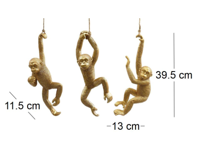 Ensemble de 3 singes à suspendre