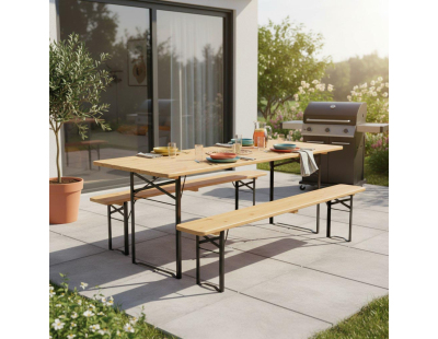 Ensemble table et banc de jardin Brasseur (Lot de 3)