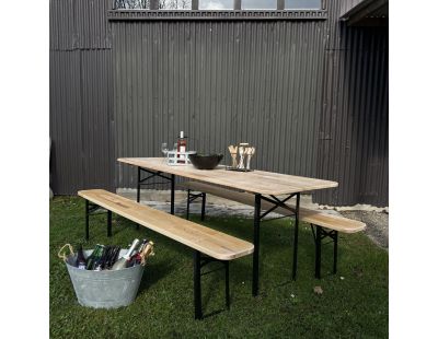 Ensemble table et 2 bancs de jardin Brasserie