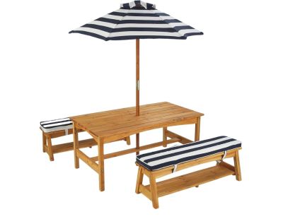Ensemble table et bancs d'extérieur avec parasol enfant (Coloris 1)