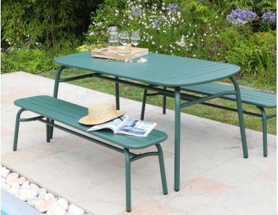 Ensemble table et 2 bancs de jardin en aluminium Oscar