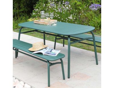 Ensemble table et 2 bancs de jardin en aluminium Oscar