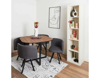 Ensemble table carrée et chaises encastrables June