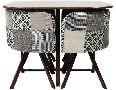 Ensemble table carrée et 4 chaises encastrables Patchwork (Gris)