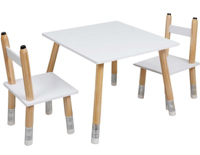 Ensemble table et 2 chaises pour enfants en bois Crayon