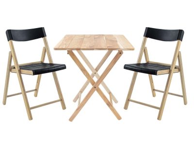 Ensemble table et chaises de jardin pliante en teck FSC (Noir)
