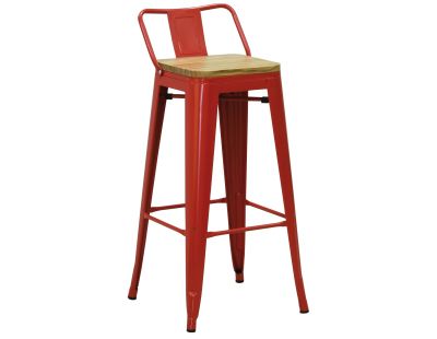 Ensemble table haute et tabourets métal industriel (Rouge)