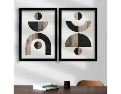 Ensemble de 2 tableaux décoratifs (Abstrait noir et marron)