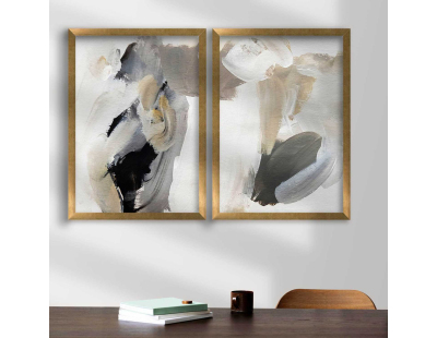 Ensemble de 2 tableaux décoratifs (Abstrait gris et beige)