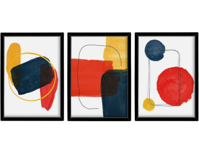 Ensemble de 3 tableaux décoratifs (Abstrait multicolore)