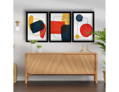 Ensemble de 3 tableaux décoratifs (Abstrait multicolore)