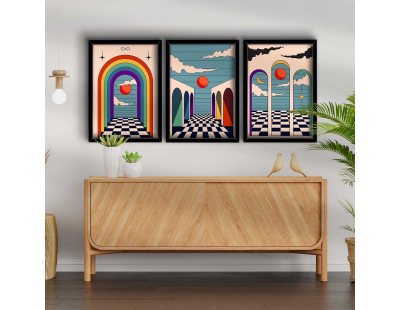 Ensemble de 3 tableaux décoratifs (Arc en ciel)