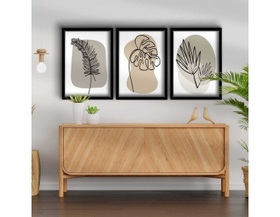 Ensemble de 3 tableaux décoratifs (Feuilles)