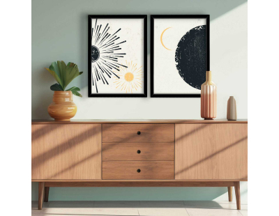 Ensemble de 2 tableaux décoratifs (Planètes dorées)